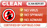 Clean Scan Report No Virus No Spyware No Adware Certified by Softbuz.com