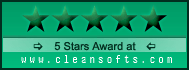 5 Stars Award from cleansofts.com
