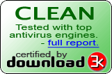 CLEAN Tested with top antivirus engines. Certified by download3k
