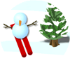 Hombre de nieve esquiando